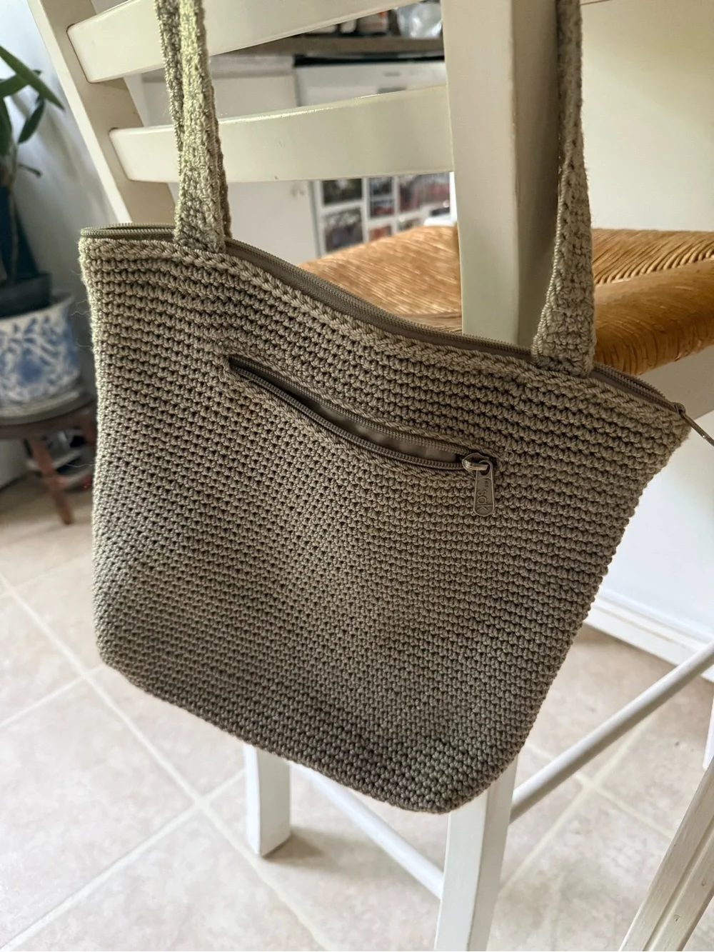 The Sak Large Khaki Knit Shoulder Bag